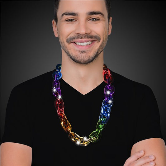 LED Rainbow Chain Link Necklace