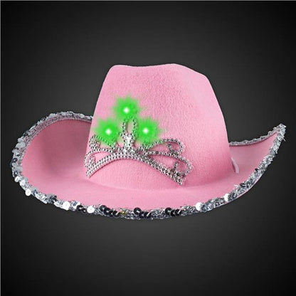 LED Pink Felt Cowboy Hat