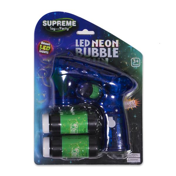 Neon Blue LED Bubble Gun