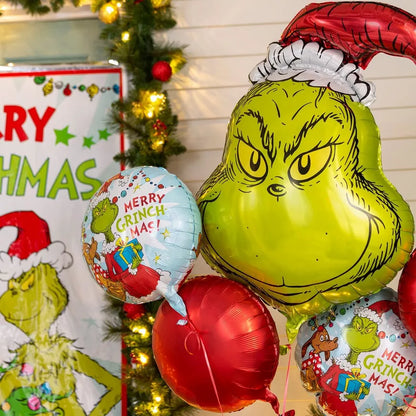 Smiling Grinch Head Foil Balloon, 26in x 29in - Dr. Seuss How the Grinch Stole Christmas