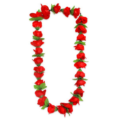 Red Rose Silk Flower 36" Lei