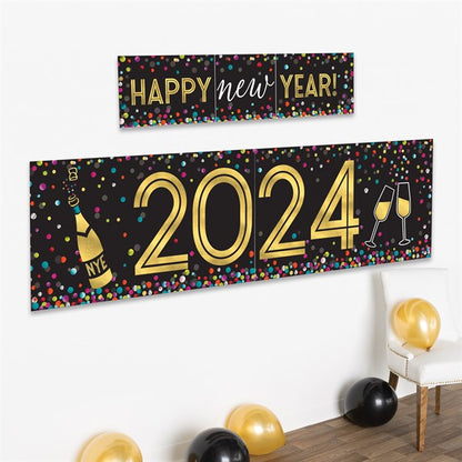 2024 Black & Gold Colorful New Year Decorating Kit