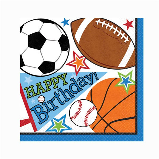 Sports Birthday Lunch Napkins (16 Per pack)