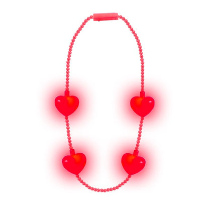 LED Jumbo Pink Hearts Necklace