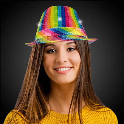 LED Rainbow Sequin Fedora Hat