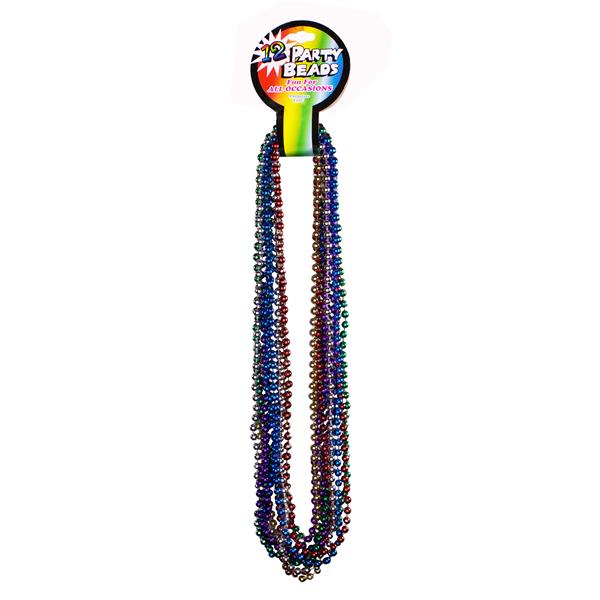Assorted Color 7mm Bead 33" Necklaces (12 Per pack)