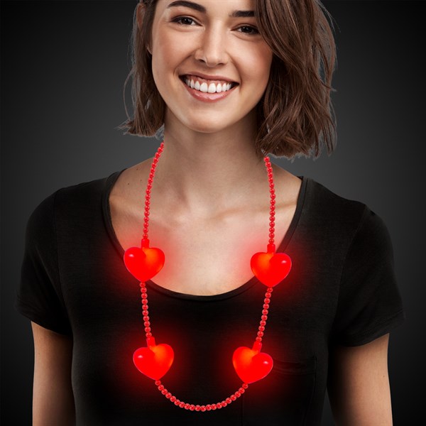 LED Jumbo Red Hearts Necklace