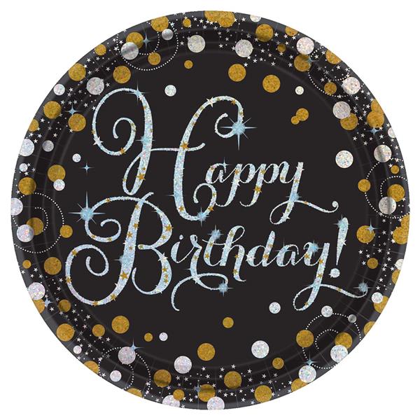 Sparkling 9" Birthday Plates (8 Per pack)