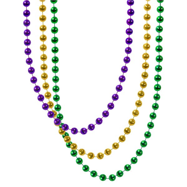 Mardi Gras 7mm Bead 33" Necklaces (12 Per pack)