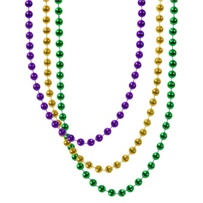 Mardi Gras 7mm Bead 33" Necklaces (12 Per pack)