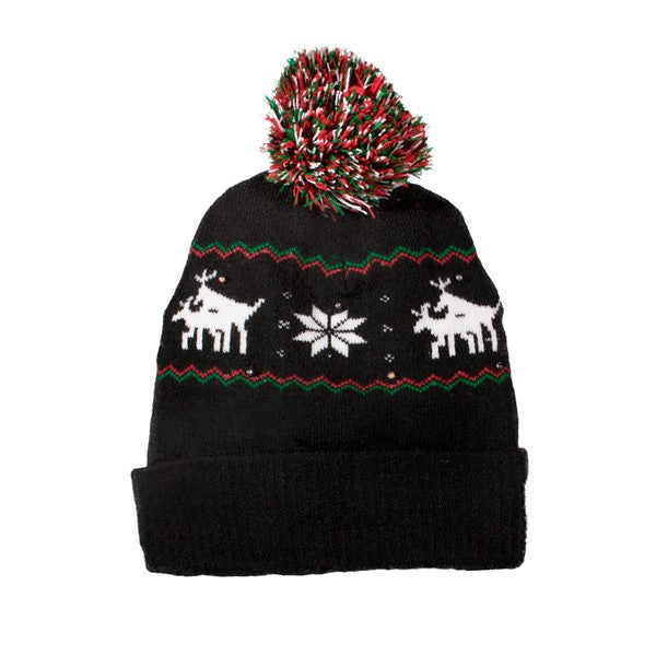 LED Reindeer Knit Beanie