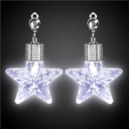 LED White Star Clip-On Earrings