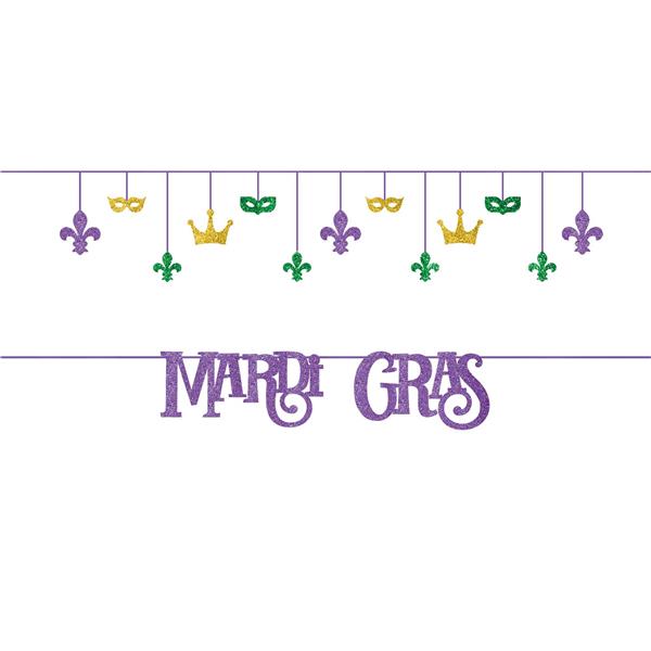 Mardi Gras Glitter Ribbon Banners (2 per pack)