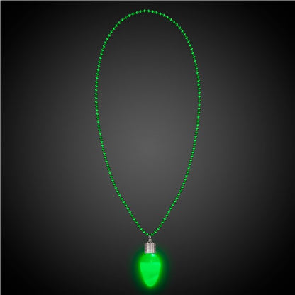 LED Green Bulb Bead Necklace