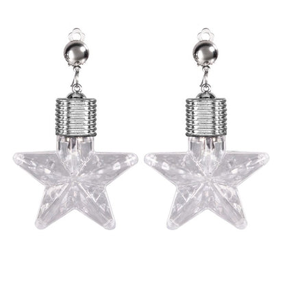 LED White Star Clip-On Earrings