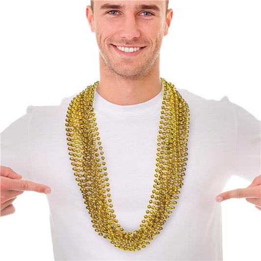 Gold 7mm Bead 33" Necklaces (12 Per pack)