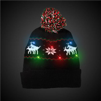 LED Reindeer Knit Beanie