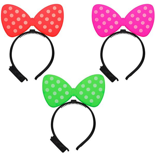 LED Polka Dot Bow Headbands (12 Per pack)