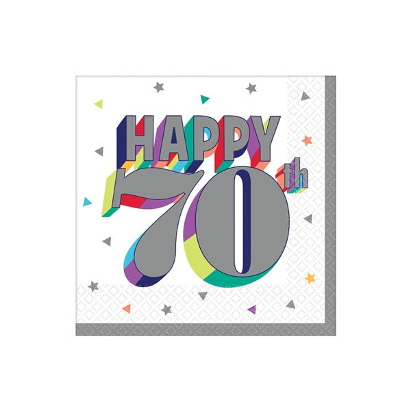 70th Birthday Beverage Napkins (16 Per pack)