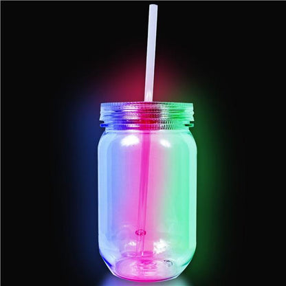 LED 20 oz. Mason Jar with Straw