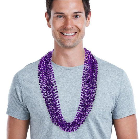 Purple 7mm Bead 33" Necklaces (12 Per pack)