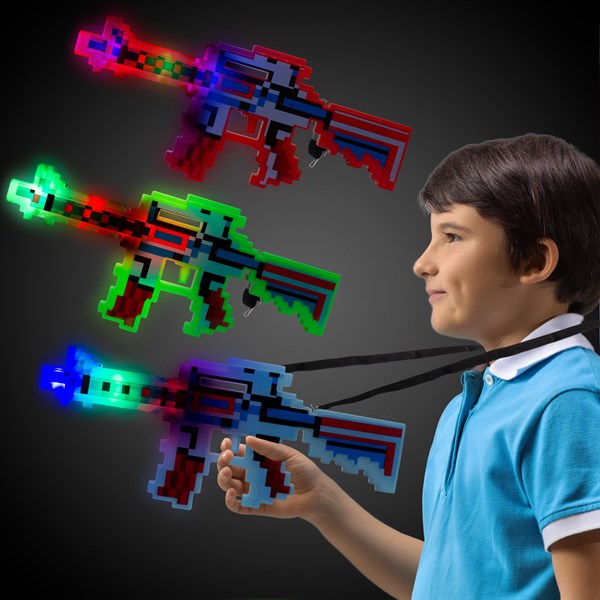 LED Pixel Machine Guns with Sound (3 Per pack)