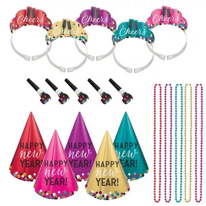 Kit for 10 - Colorful Confetti New Year's Eve Party Kit, 30pc