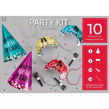 Kit for 10 - Colorful Confetti New Year's Eve Party Kit, 30pc