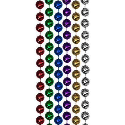 Assorted Color 7mm Bead 33" Necklaces (12 Per pack)
