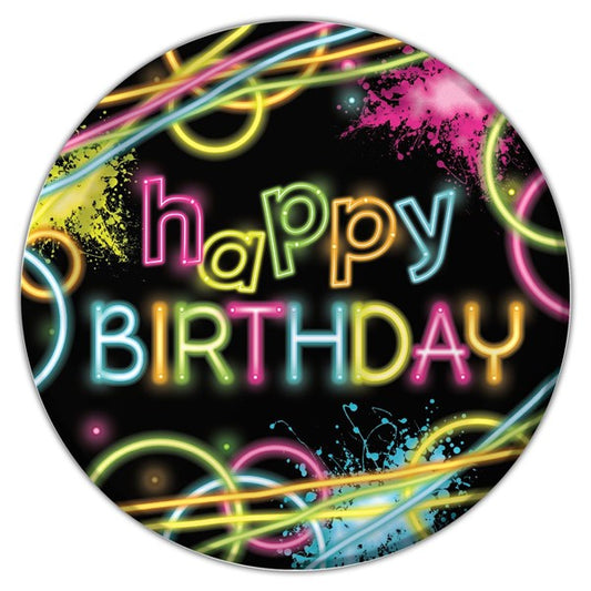 Glow Party Birthday 9" Plates (8 Per pack)