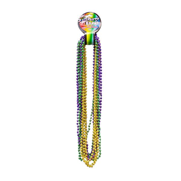 Mardi Gras 7mm Bead 33" Necklaces (12 Per pack)