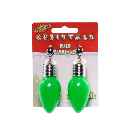 LED Green Bulb Clip-On Earrings