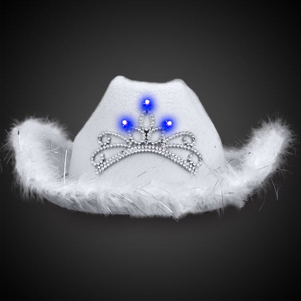 LED White Cowboy Hat with Tiara