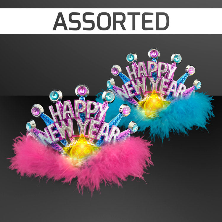 Flashing New Year Party Tiara, Assorted Pink/Blue