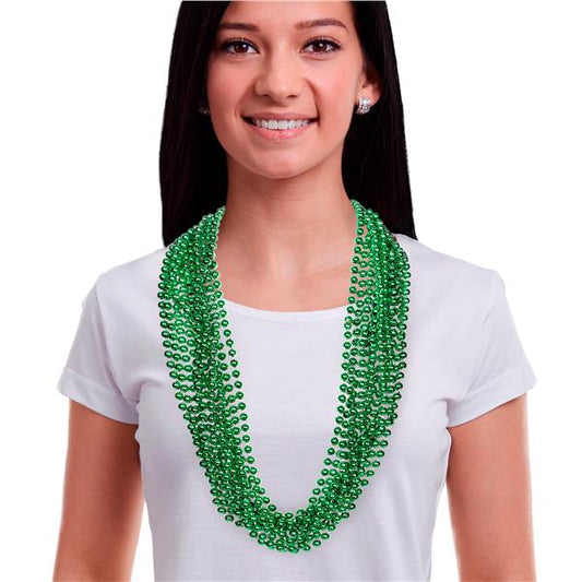 Green 7mm Bead 33" Necklaces (12 Per pack)