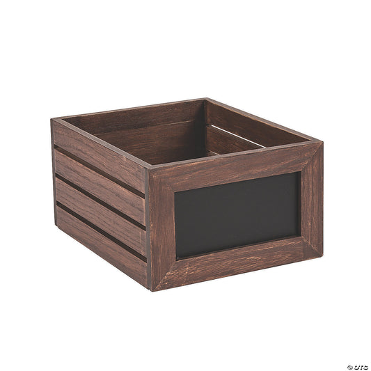 Brown Wooden Crate with Chalkboard Labels