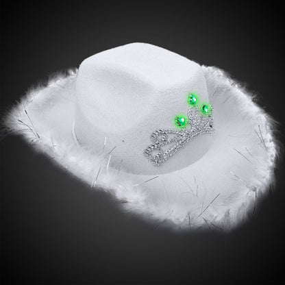 LED White Cowboy Hat with Tiara