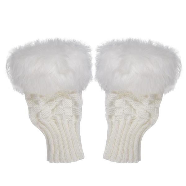 LED White Fuzzy Half Gloves