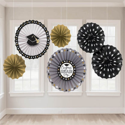 Congrats Grad Hanging Fan Decorations (6 Per pack)