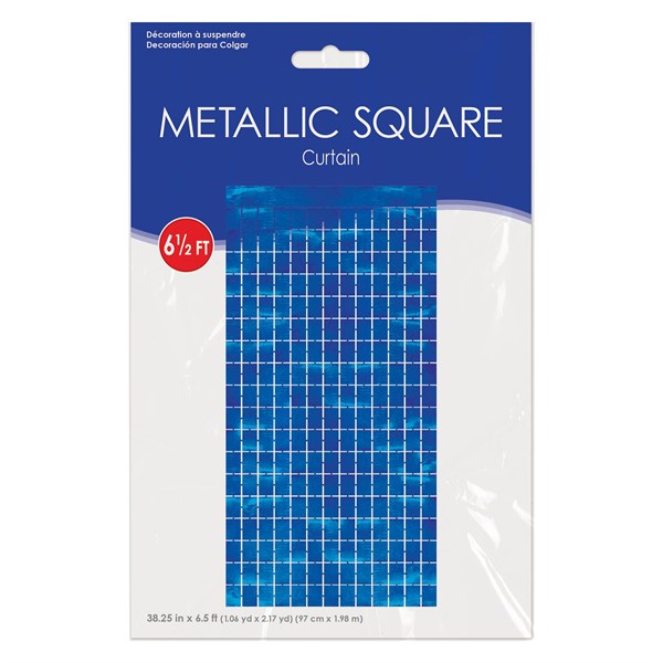 Blue Metallic Squares Curtain