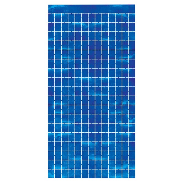 Blue Metallic Squares Curtain