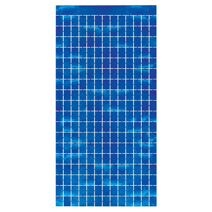 Blue Metallic Squares Curtain