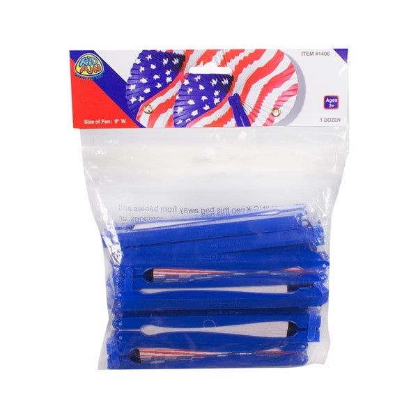 Patriotic Folding Fans (12 Per pack)