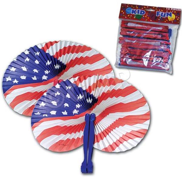 Patriotic Folding Fans (12 Per pack)