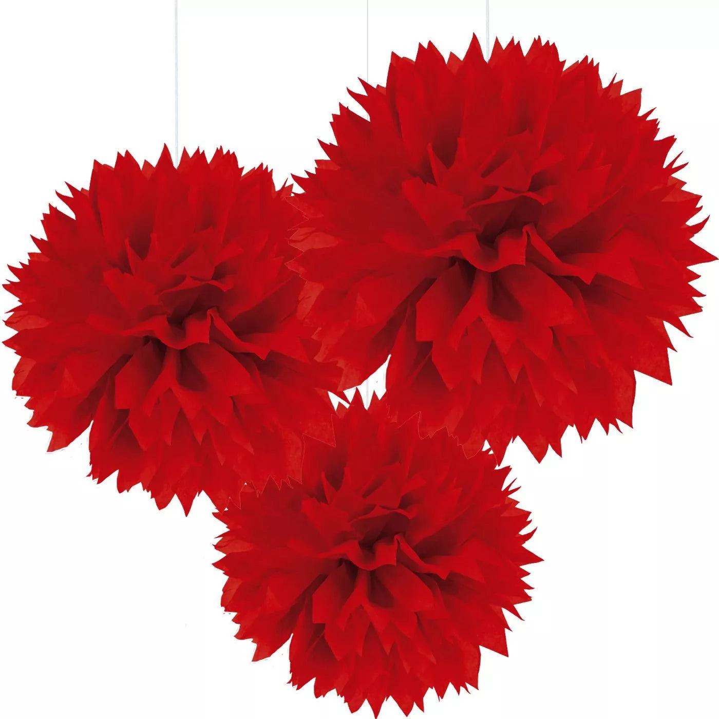 Red Tissue Pom Poms 3ct