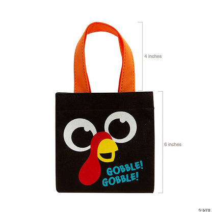 6" x 6" Mini Thanksgiving Turkey Nonwoven Tote Bags  (12 Per pack)