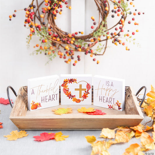 A Thankful Heart Religious Tabletop Decorations  (3 Per pack)