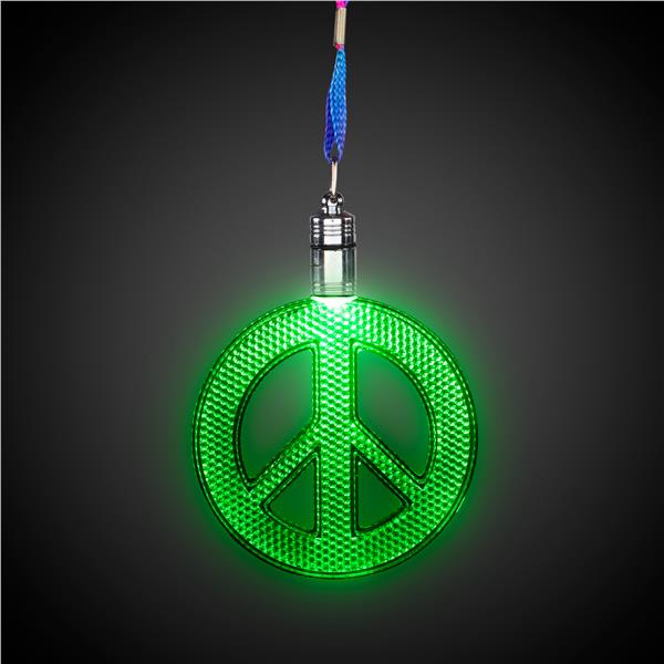 LED Peace Sign Necklaces (12 per pack)