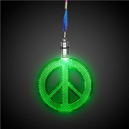 LED Peace Sign Necklaces (12 per pack)