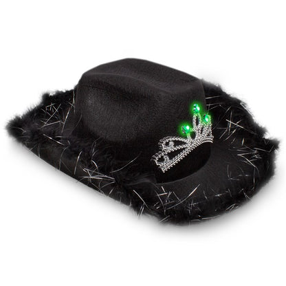 LED Black Cowboy Hat with Tiara